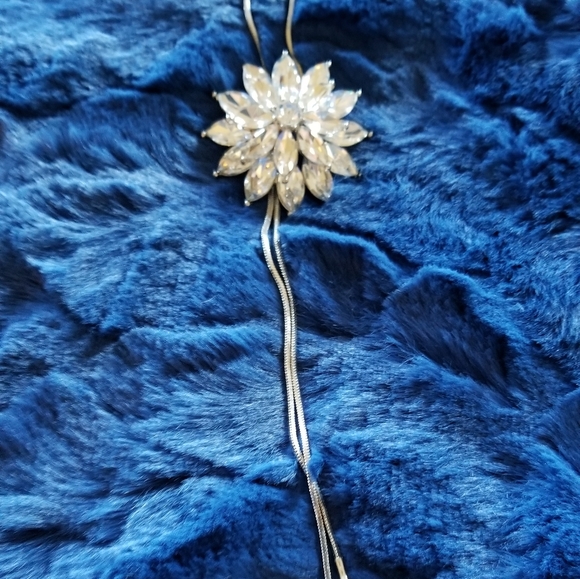 STERLING SILVER CRYSTAL NECKLACE - Picture 1 of 10